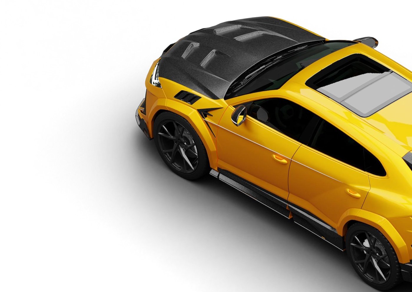 Carro esportivo amarelo com modificações de carroceria, imagem ilustrativa